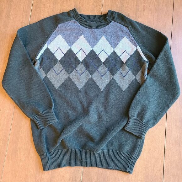 Vintage Other - Vtg 90s Argyle Grandpa Sweater Crew Neck Knit Pullover Mens Large